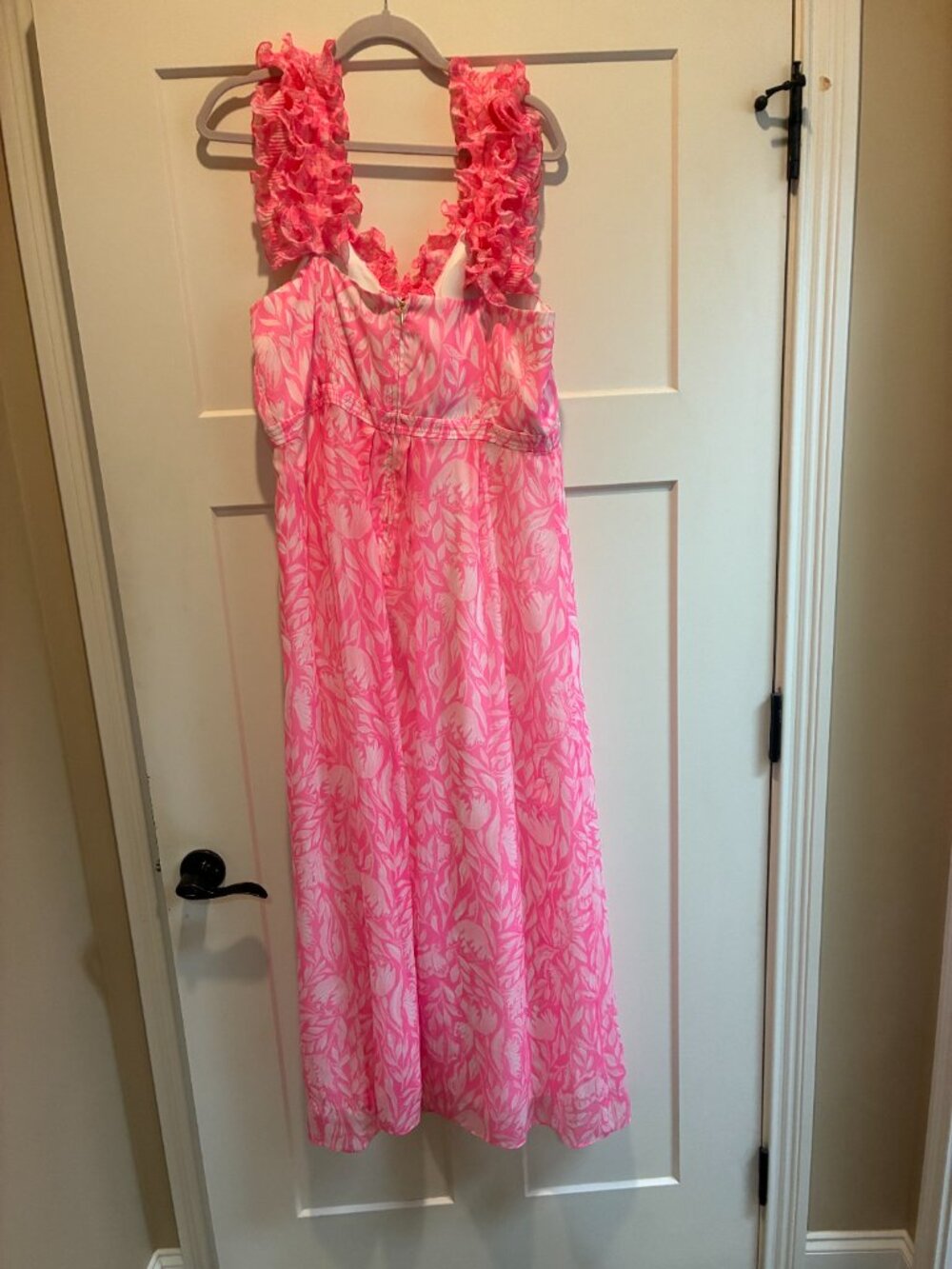 Ruffles Ruffles Ruffles !!!!! Lilly Pulitzer Pink Maxi Dress Size 14 - Picture 5 of 7